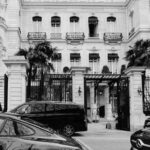 Entrance of shangri-la palace black and white picture