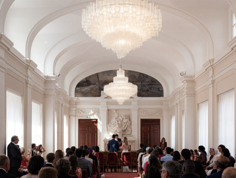 Civil ceremony in a beautiful city hall in Paris